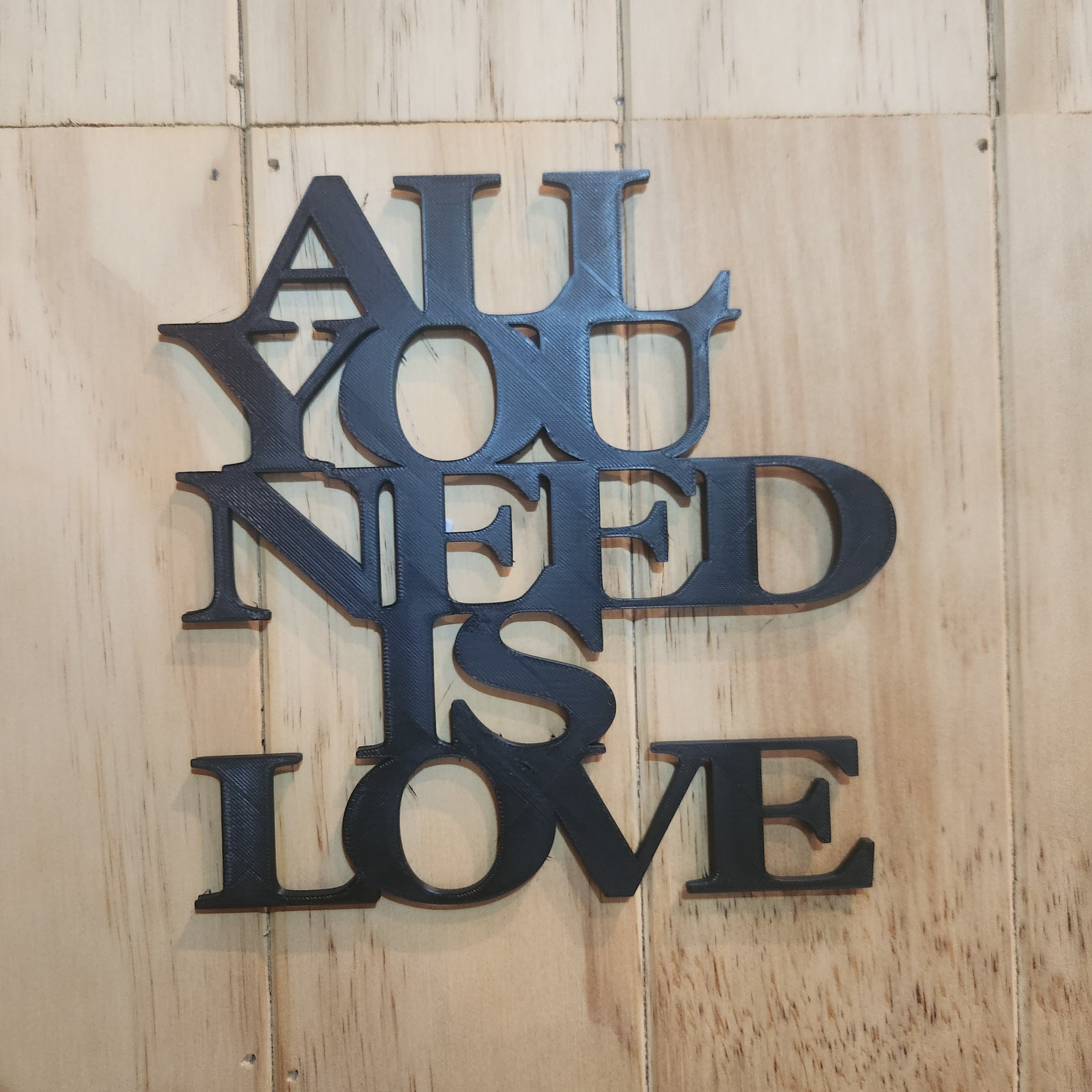 All You Need Is Love 3D Printed Wall Art | Black NZ – Heidi's 3D